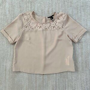 3 for $6 Forever 21 Sheer Short Sleeve Lace Boho Summer Blouse Crop Top S